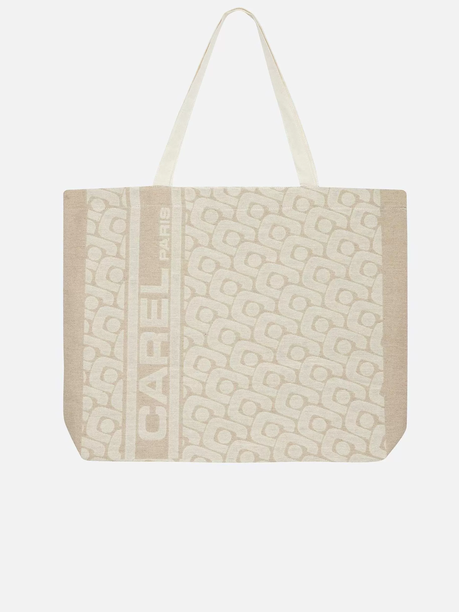 Vrouwen Carel Beige Draagtas Met Monogram En Jacquardweefsel