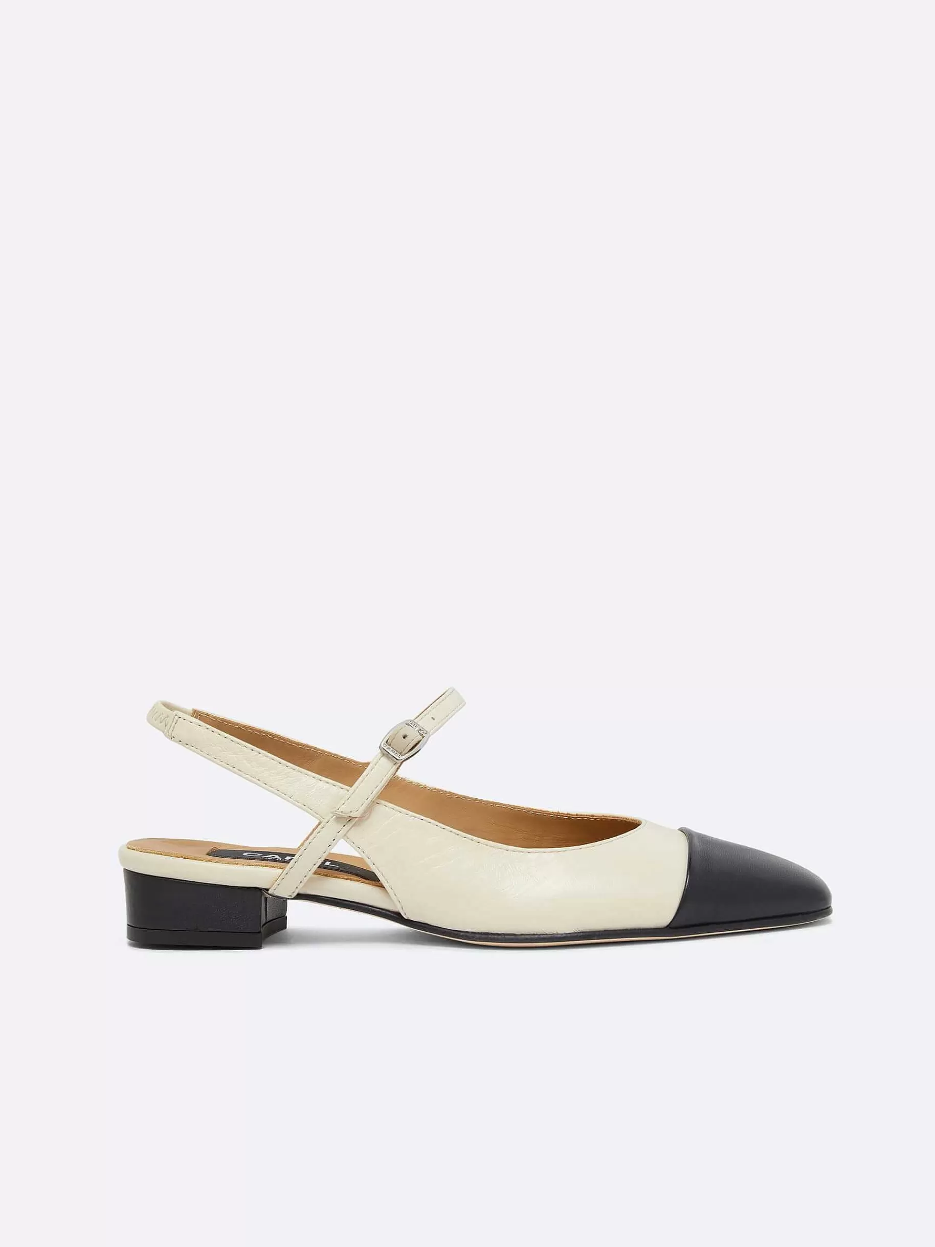 Vrouwen Carel Beige En Zwart Lederen Slingback