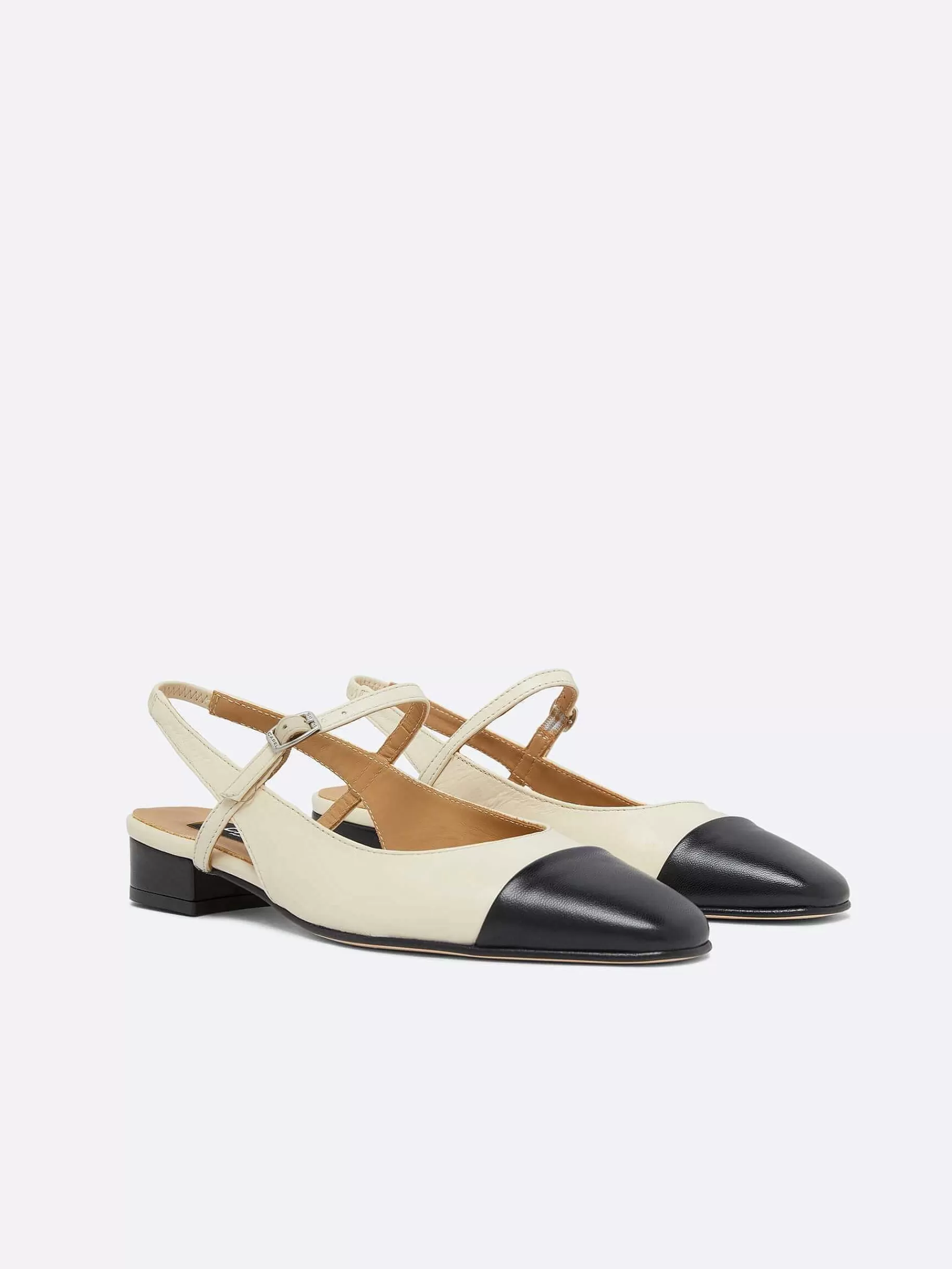 Vrouwen Carel Beige En Zwart Lederen Slingback