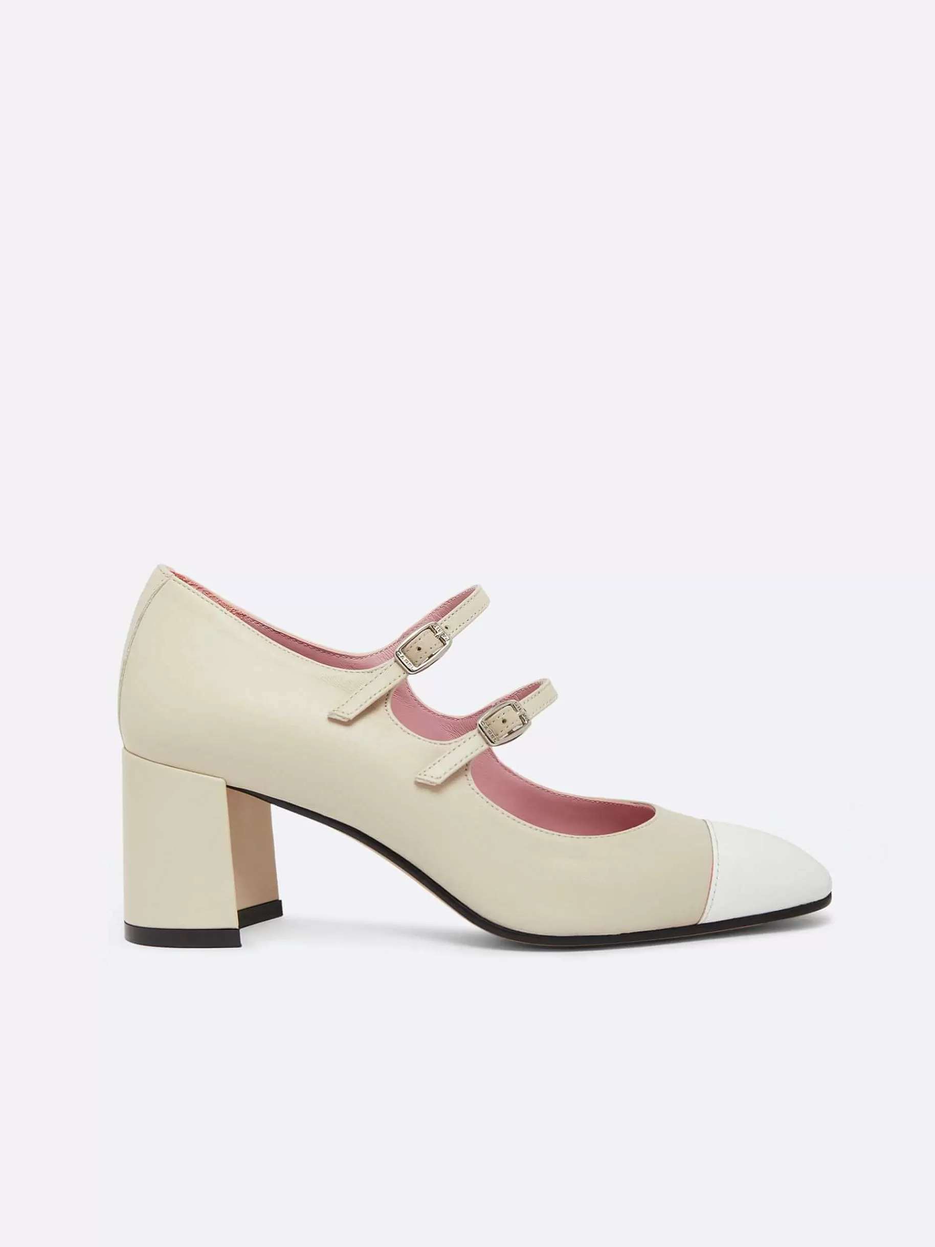 Vrouwen Carel Beige Leer En Wit Lakleer Mary Janes Pumps