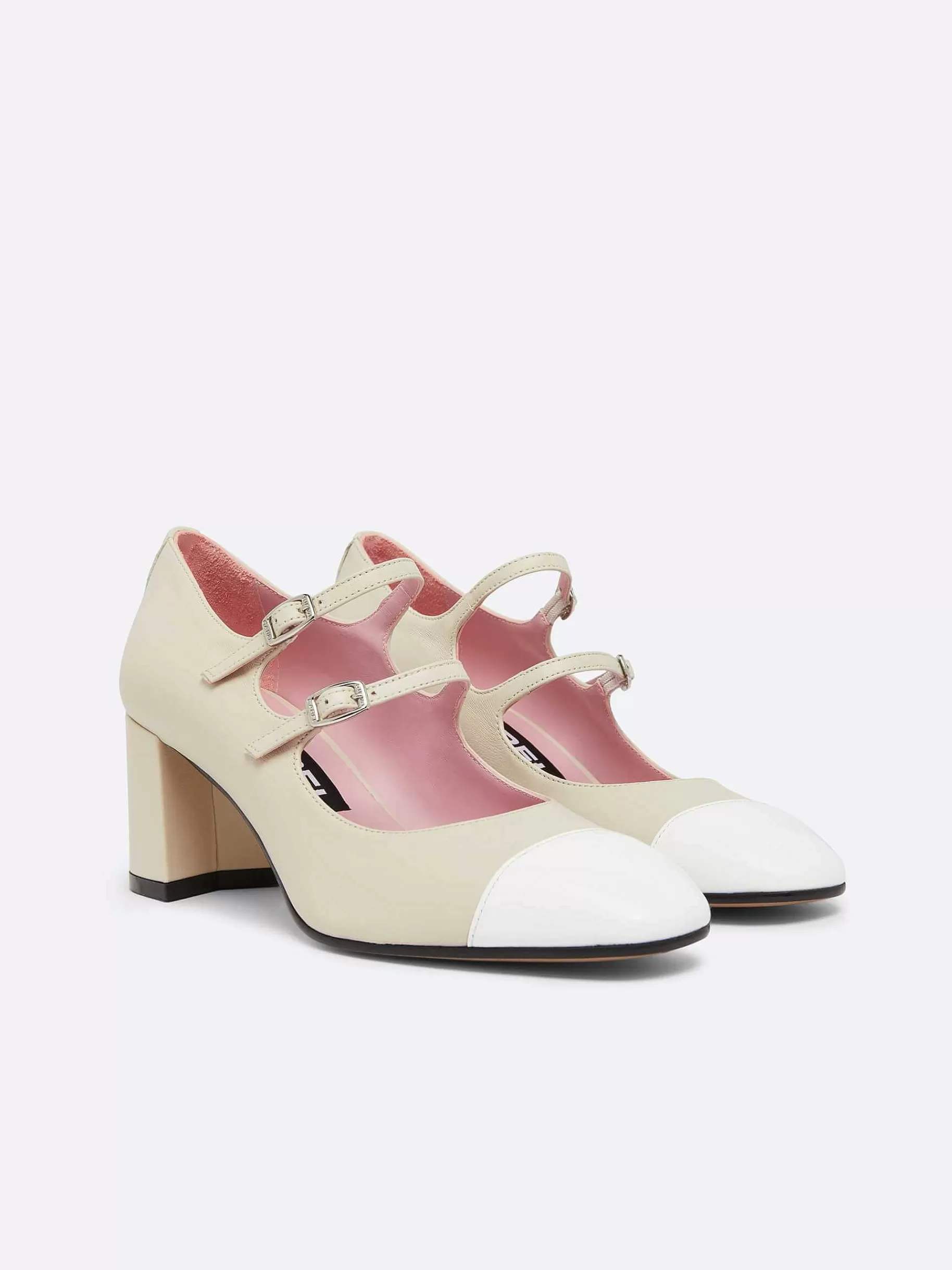 Vrouwen Carel Beige Leer En Wit Lakleer Mary Janes Pumps