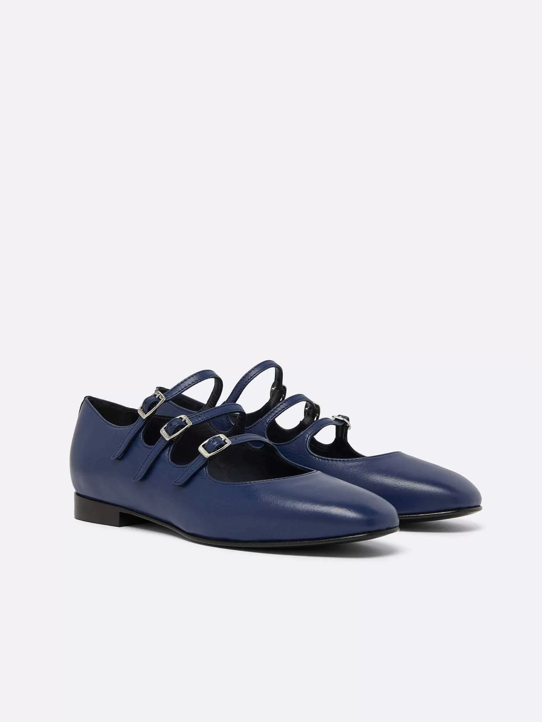 Vrouwen Carel Blauw Marine Lederen Mary Janes Ballet Flats