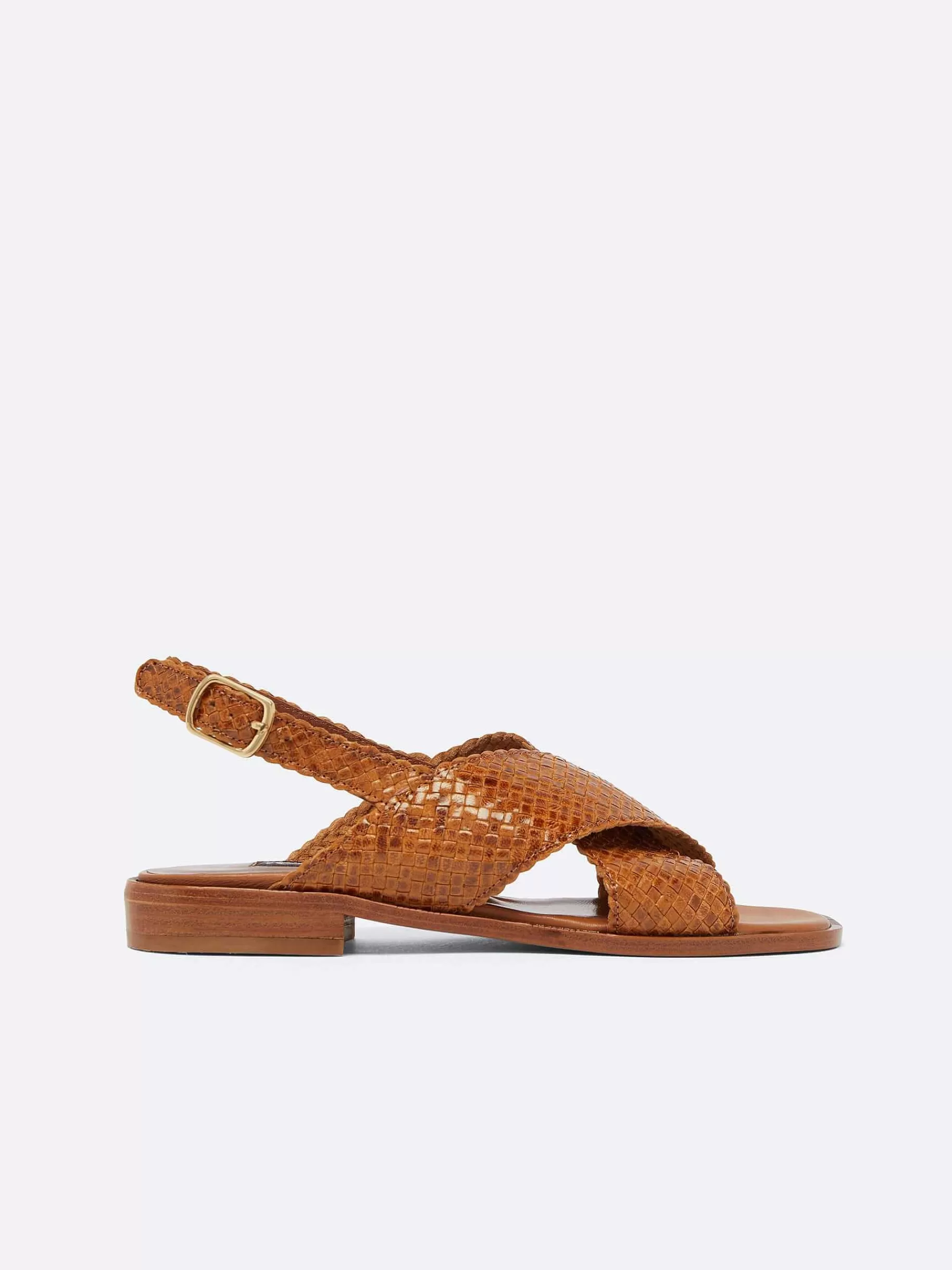 Vrouwen Carel Camel Geweven Leren Sandalen