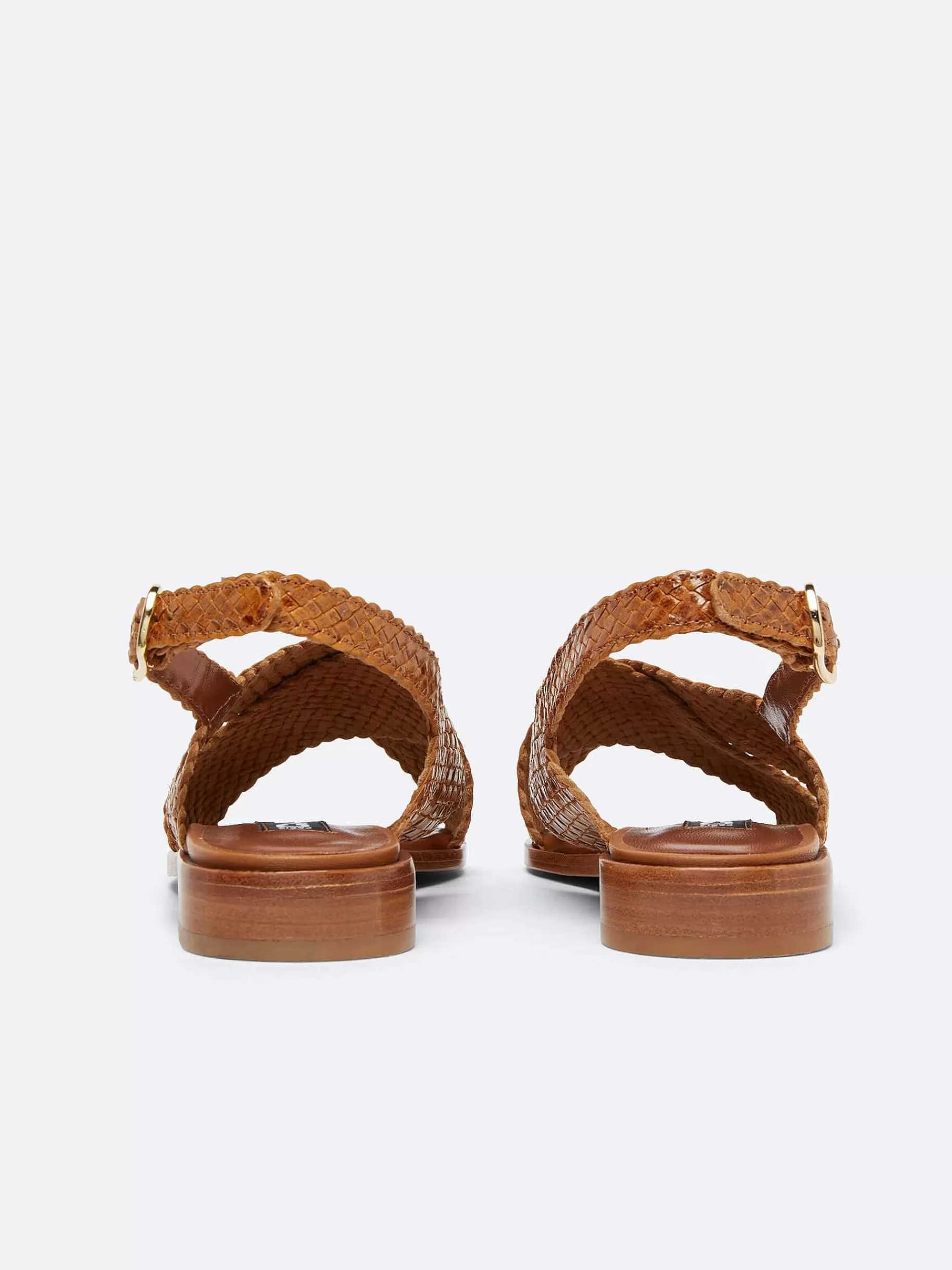 Vrouwen Carel Camel Geweven Leren Sandalen