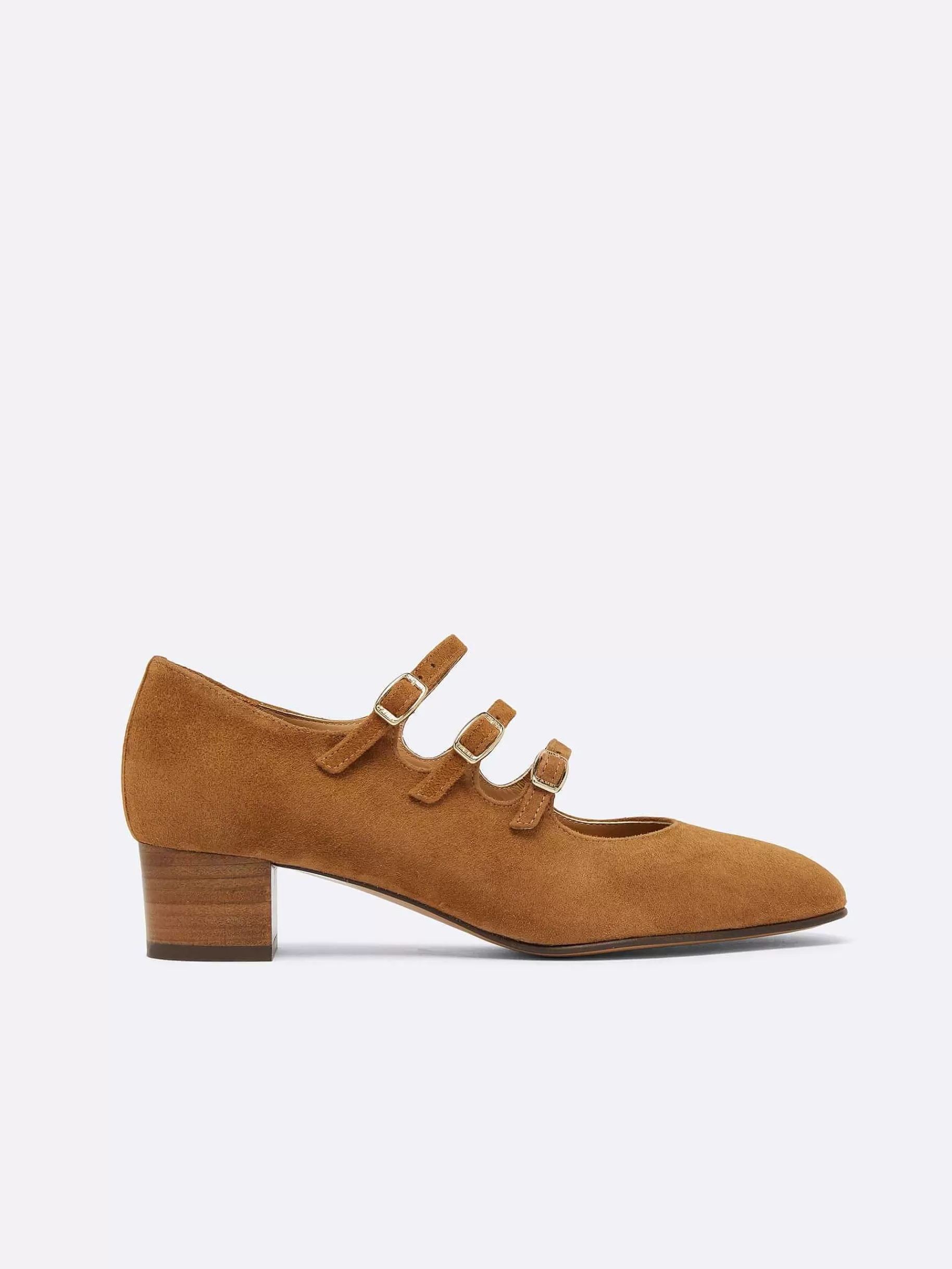 Vrouwen Carel Camel Upcycled Suede Mary Janes Pumps