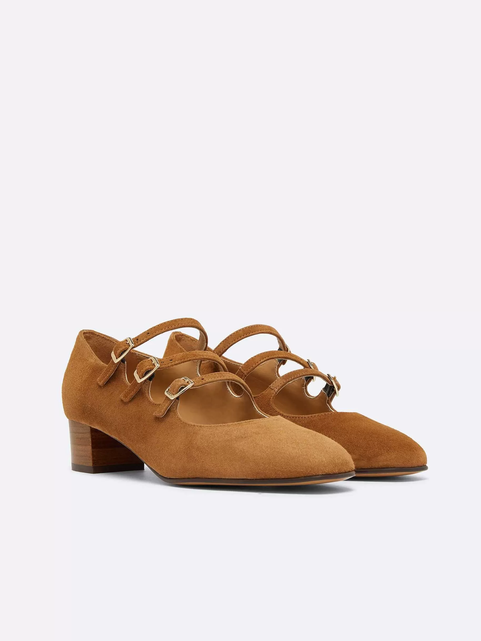 Vrouwen Carel Camel Upcycled Suede Mary Janes Pumps