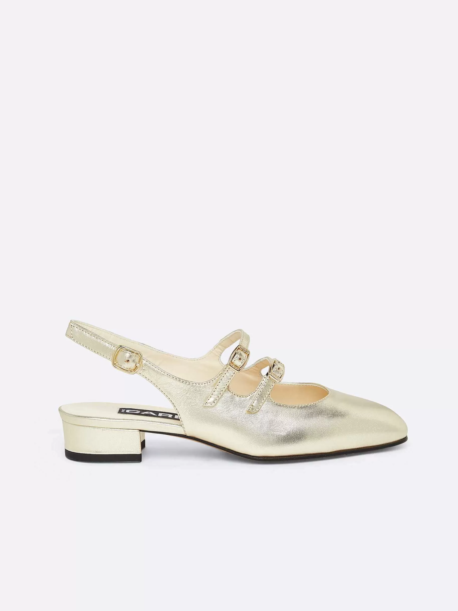 Vrouwen Carel Gelamineerde Platina Lederen Slingback Mary Janes