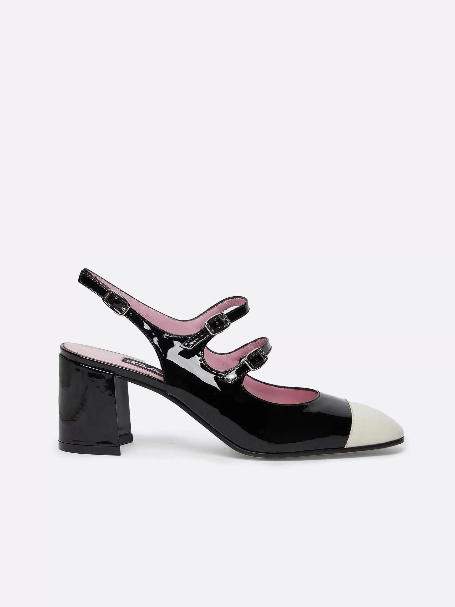 Vrouwen Carel Ivoor En Zwart Lakleer Slingback Mary Janes