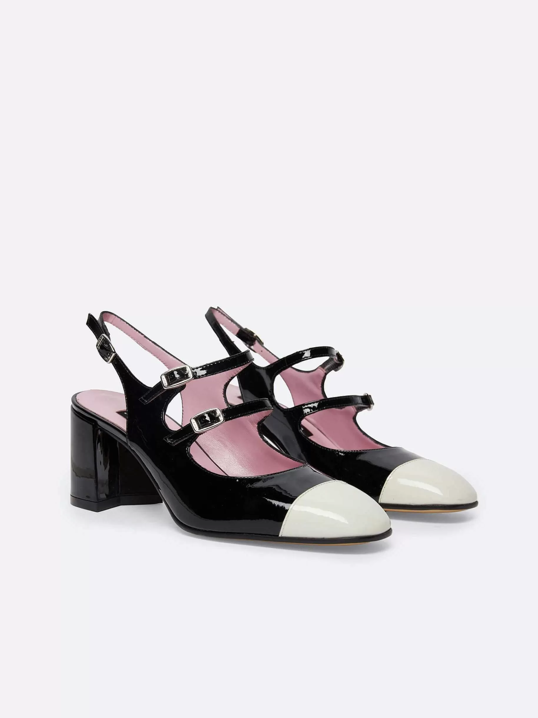 Vrouwen Carel Ivoor En Zwart Lakleer Slingback Mary Janes