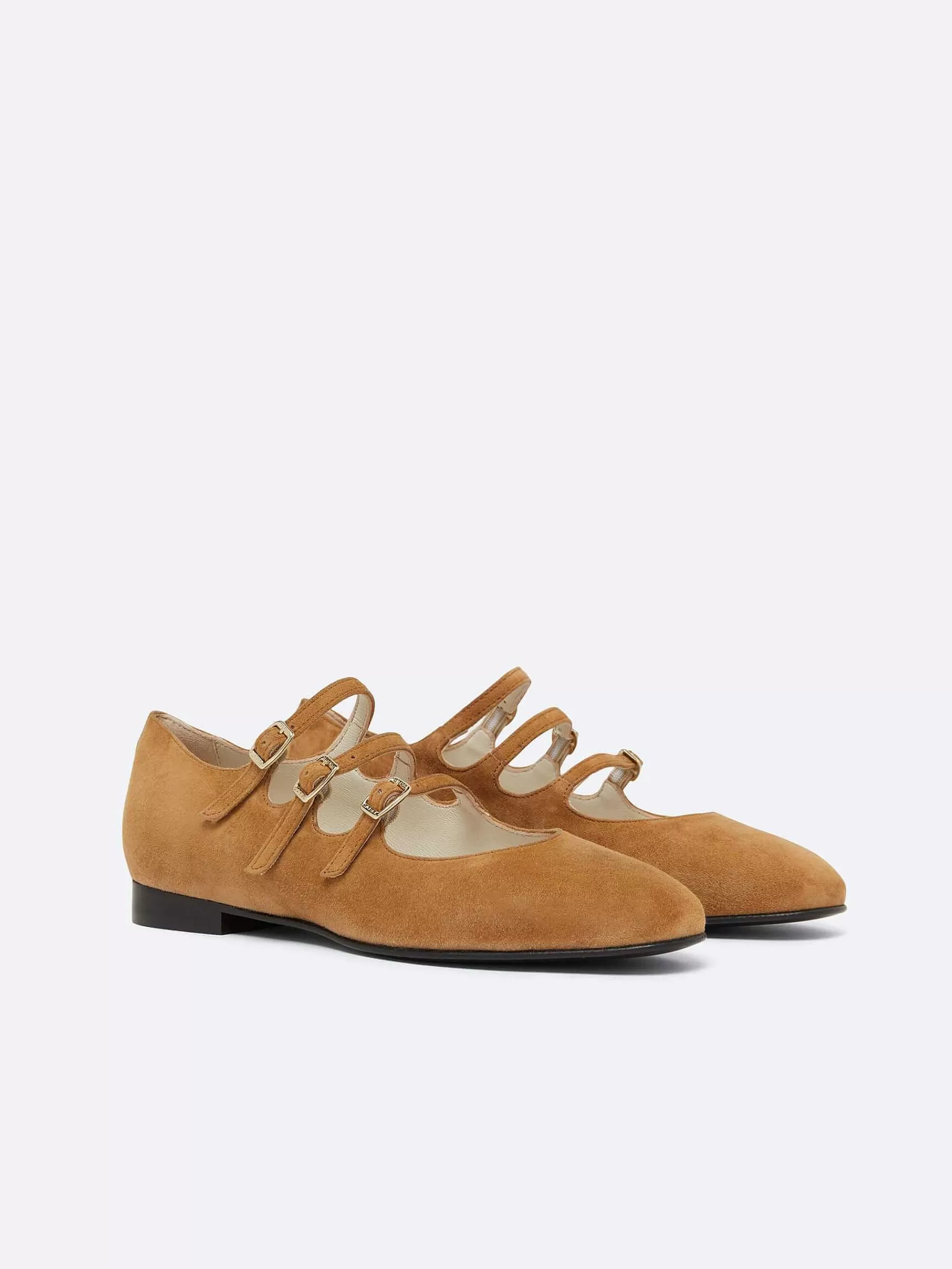 Vrouwen Carel Kameel Upcycled Suede Mary Janes Ballerina'S