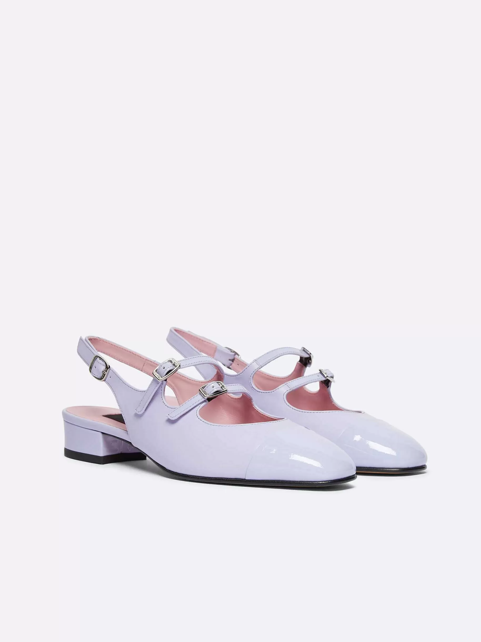 Vrouwen Carel Lila Leer En Lila Lakleer Slingback Mary Janes