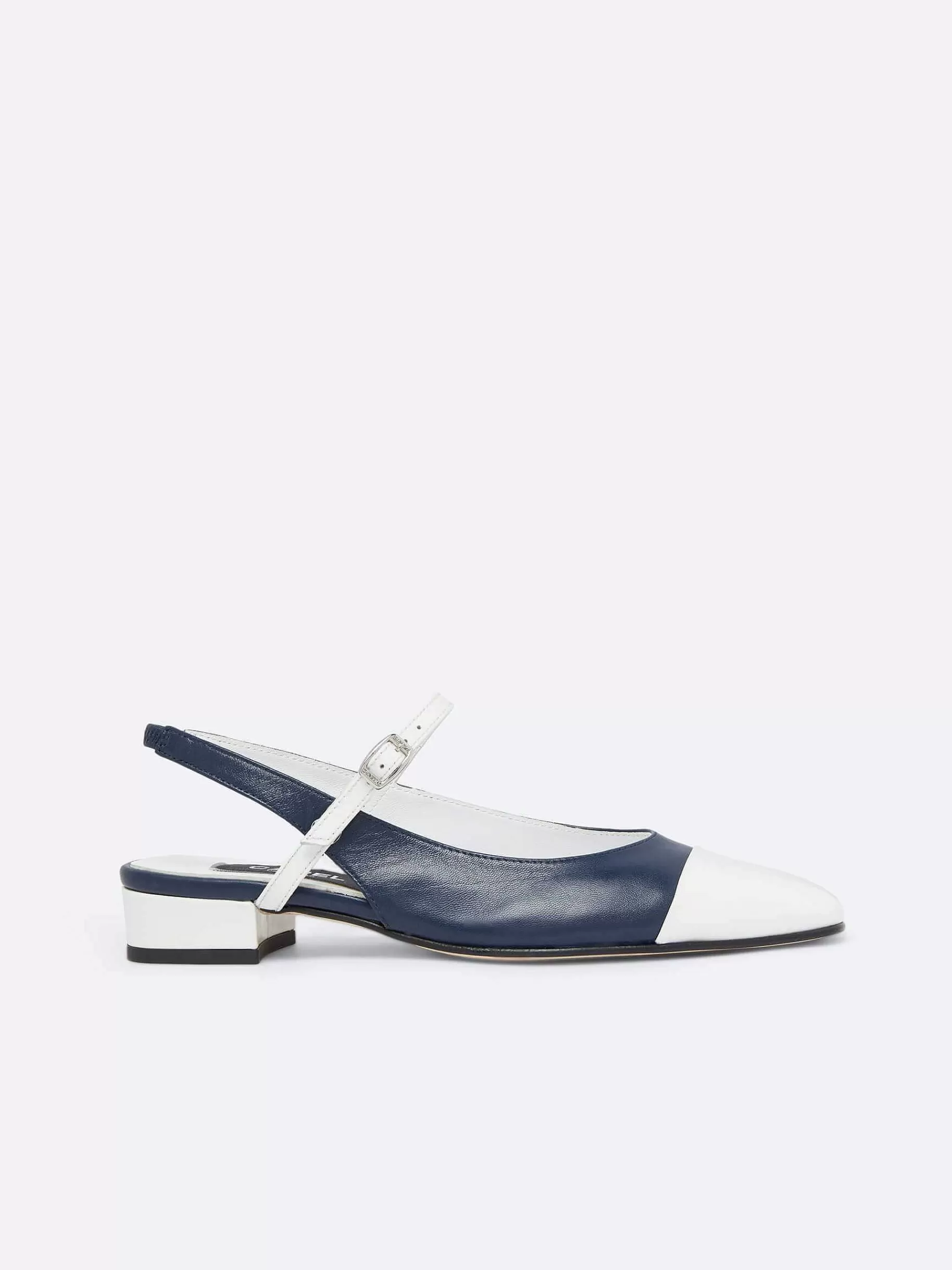 Vrouwen Carel Marineleer En Wit Lakleer Slingback