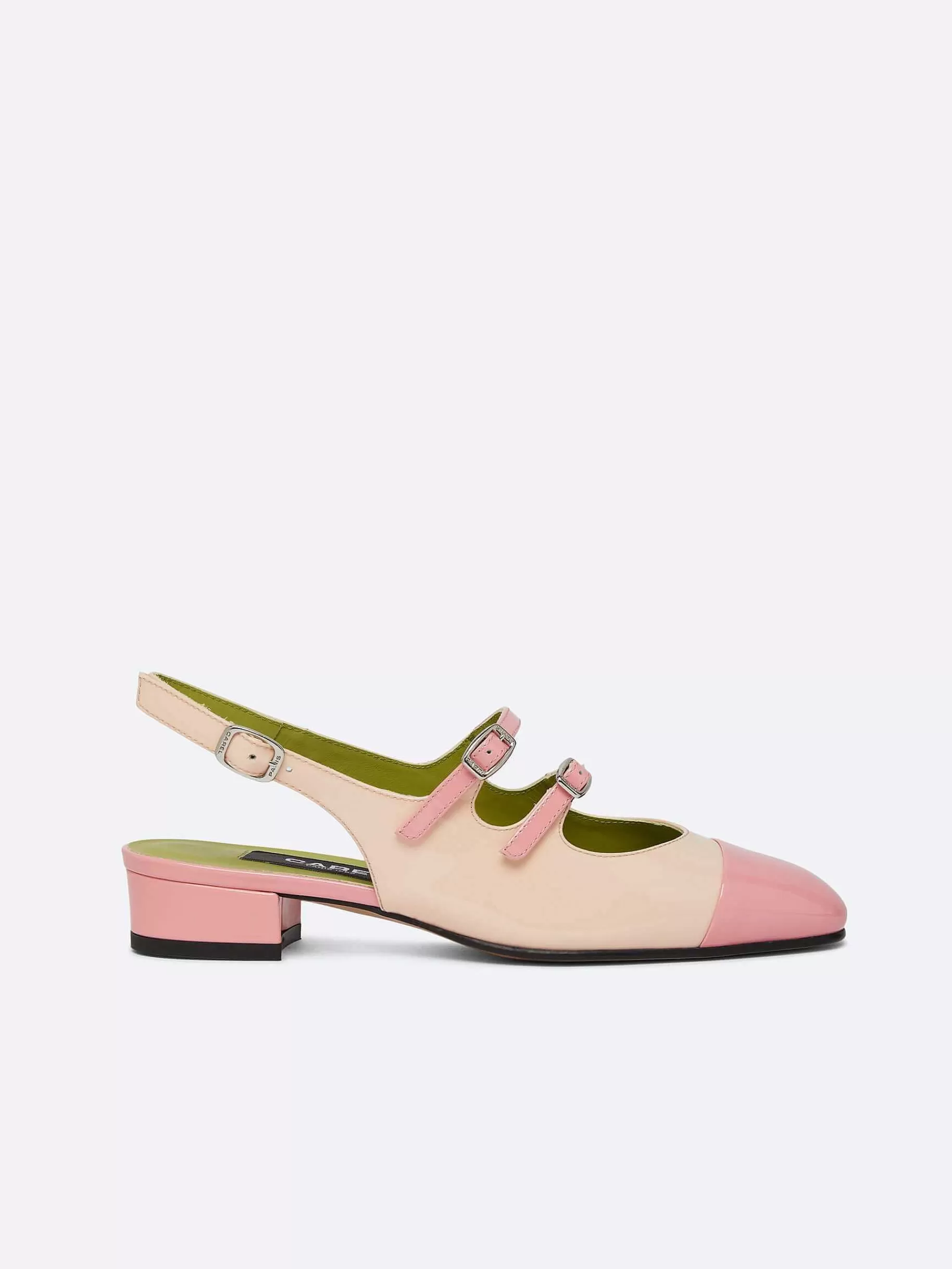 Vrouwen Carel Naakt En Roze Lakleer Slingback Mary Janes