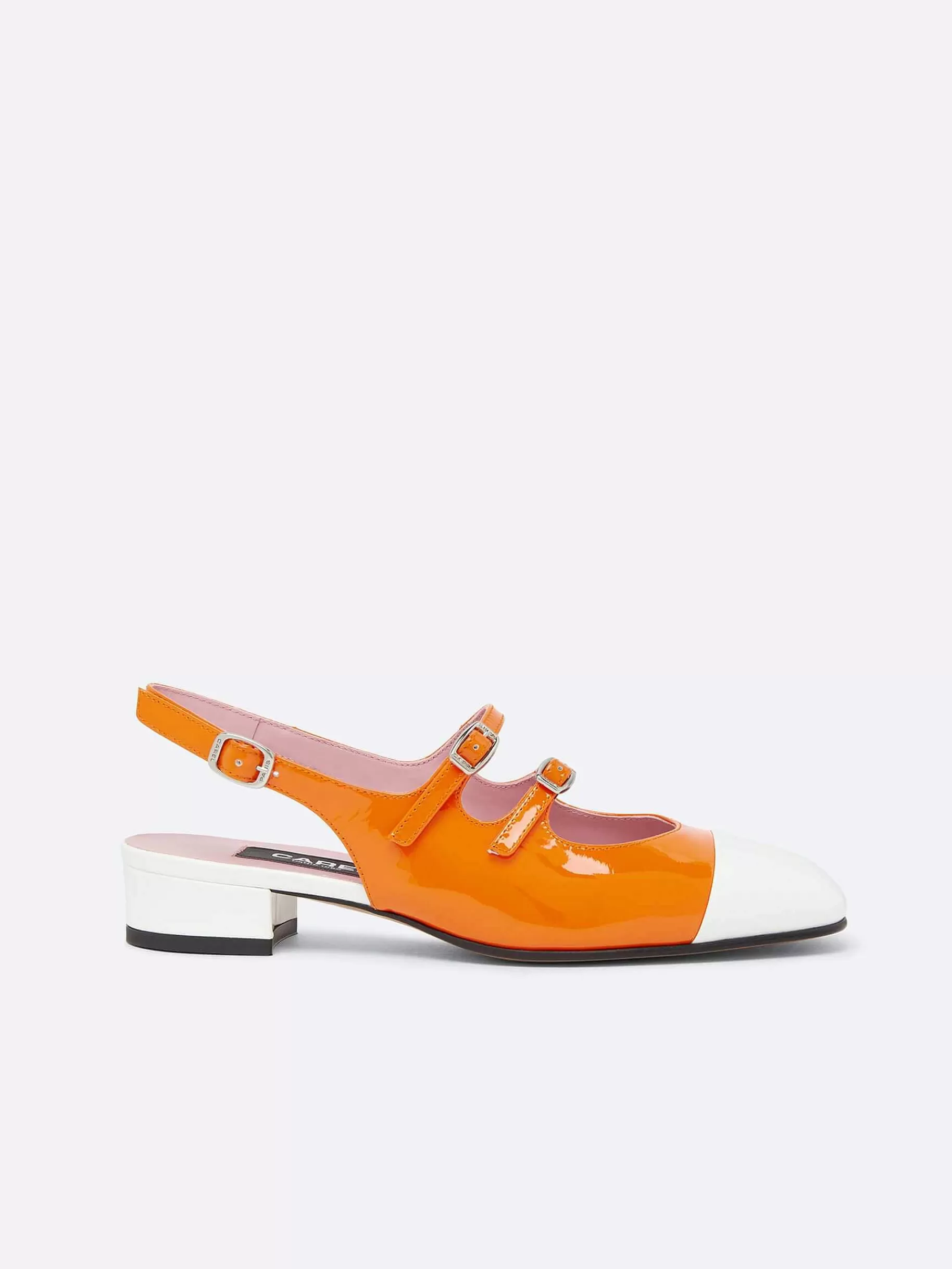 Vrouwen Carel Oranje En Wit Lakleer Slingback Mary Janes