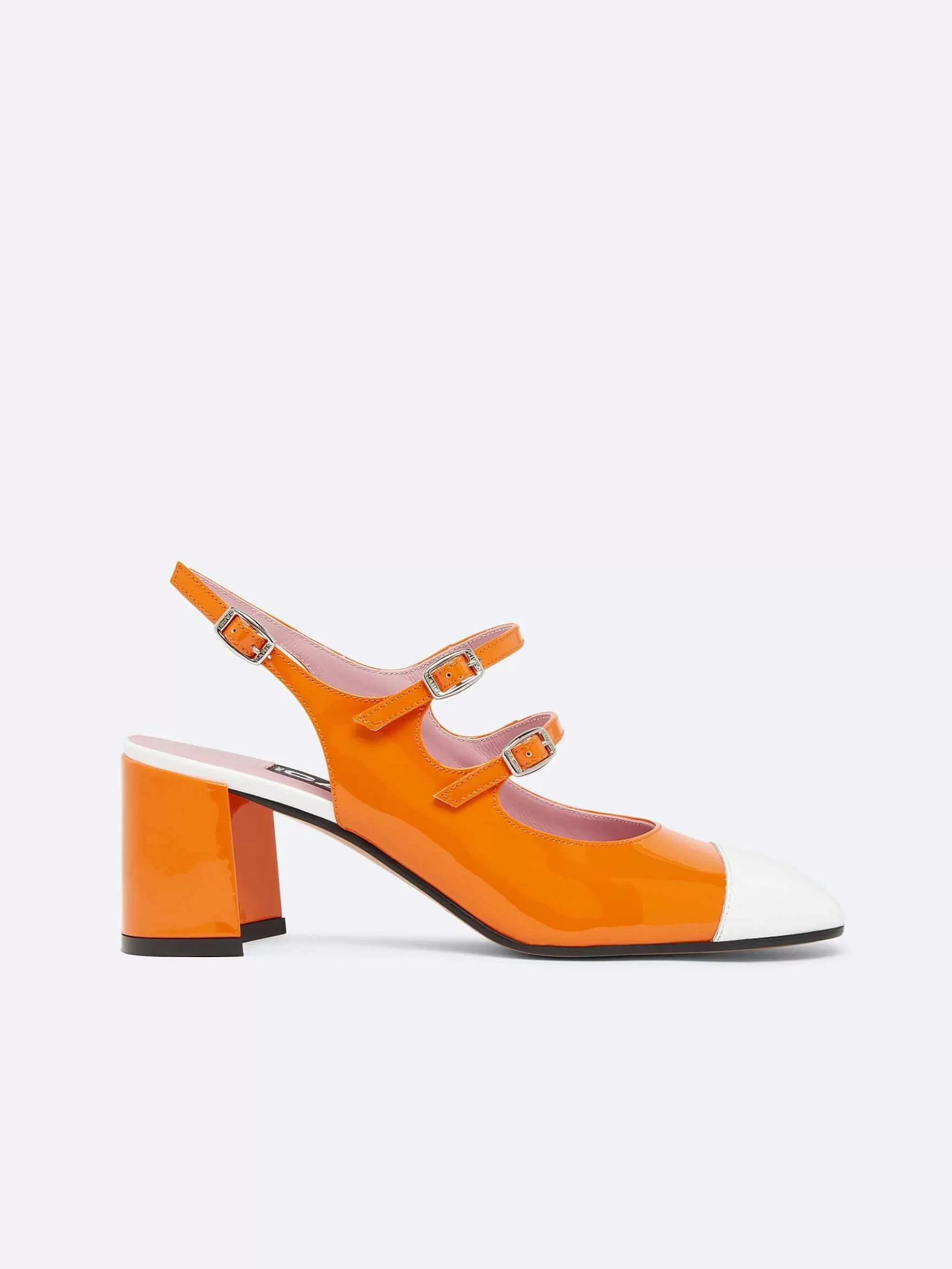 Vrouwen Carel Oranje En Wit Lakleer Slingback Mary Janes