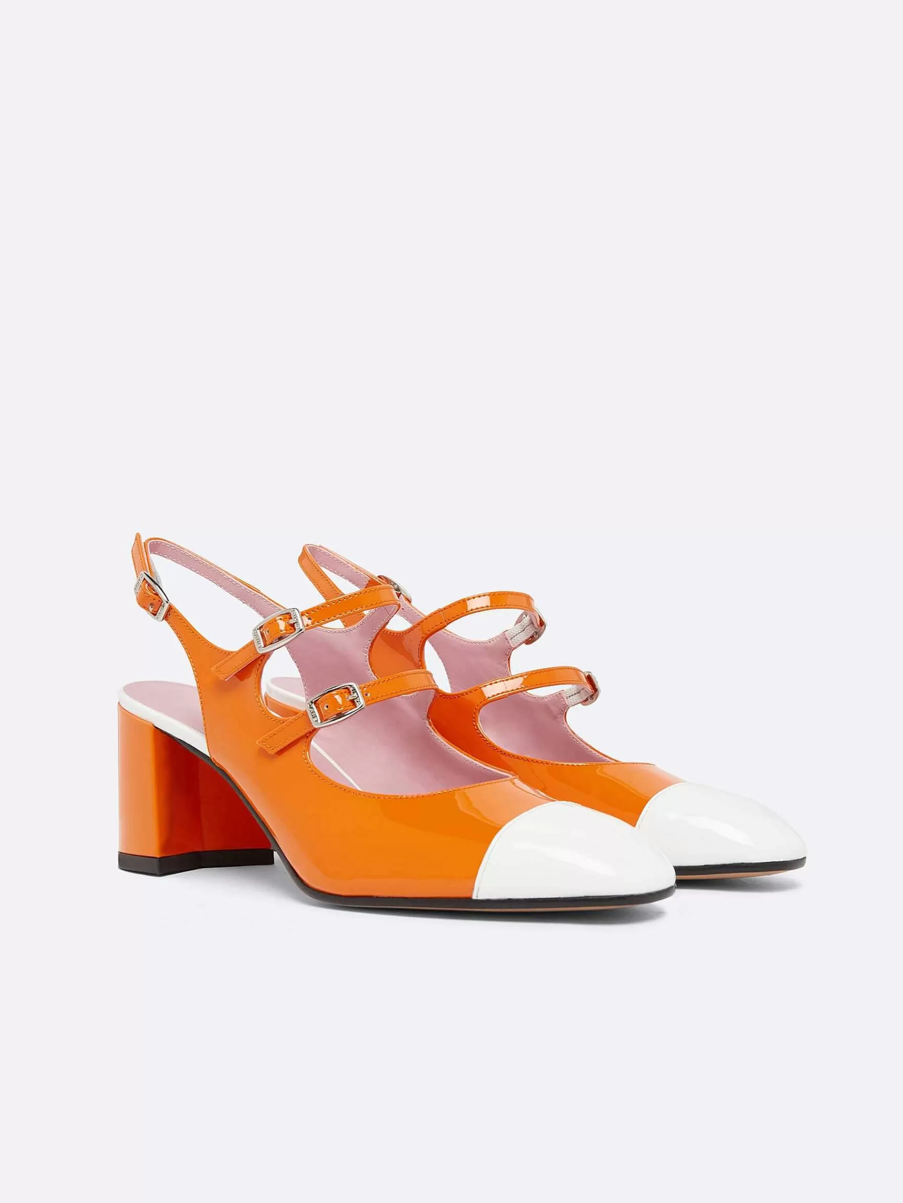 Vrouwen Carel Oranje En Wit Lakleer Slingback Mary Janes