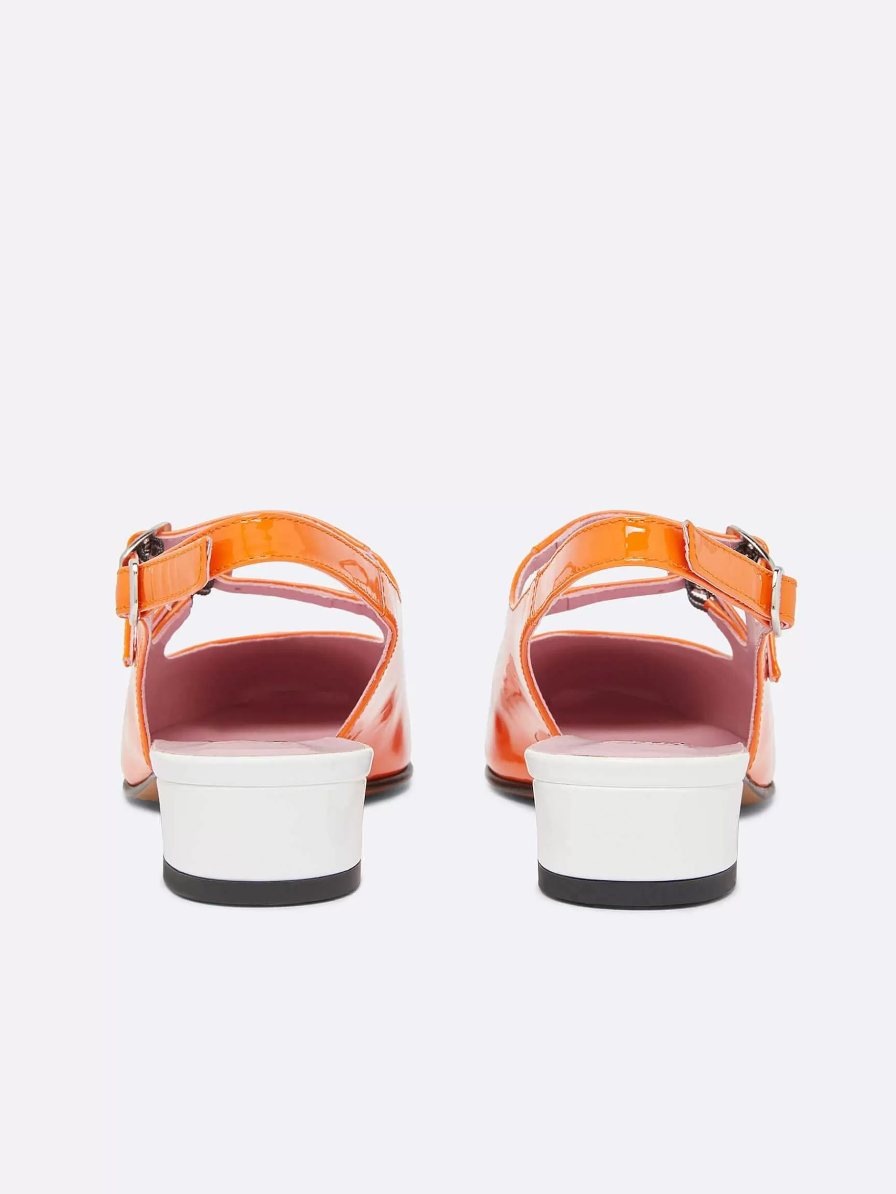 Vrouwen Carel Oranje En Wit Lakleer Slingback Mary Janes