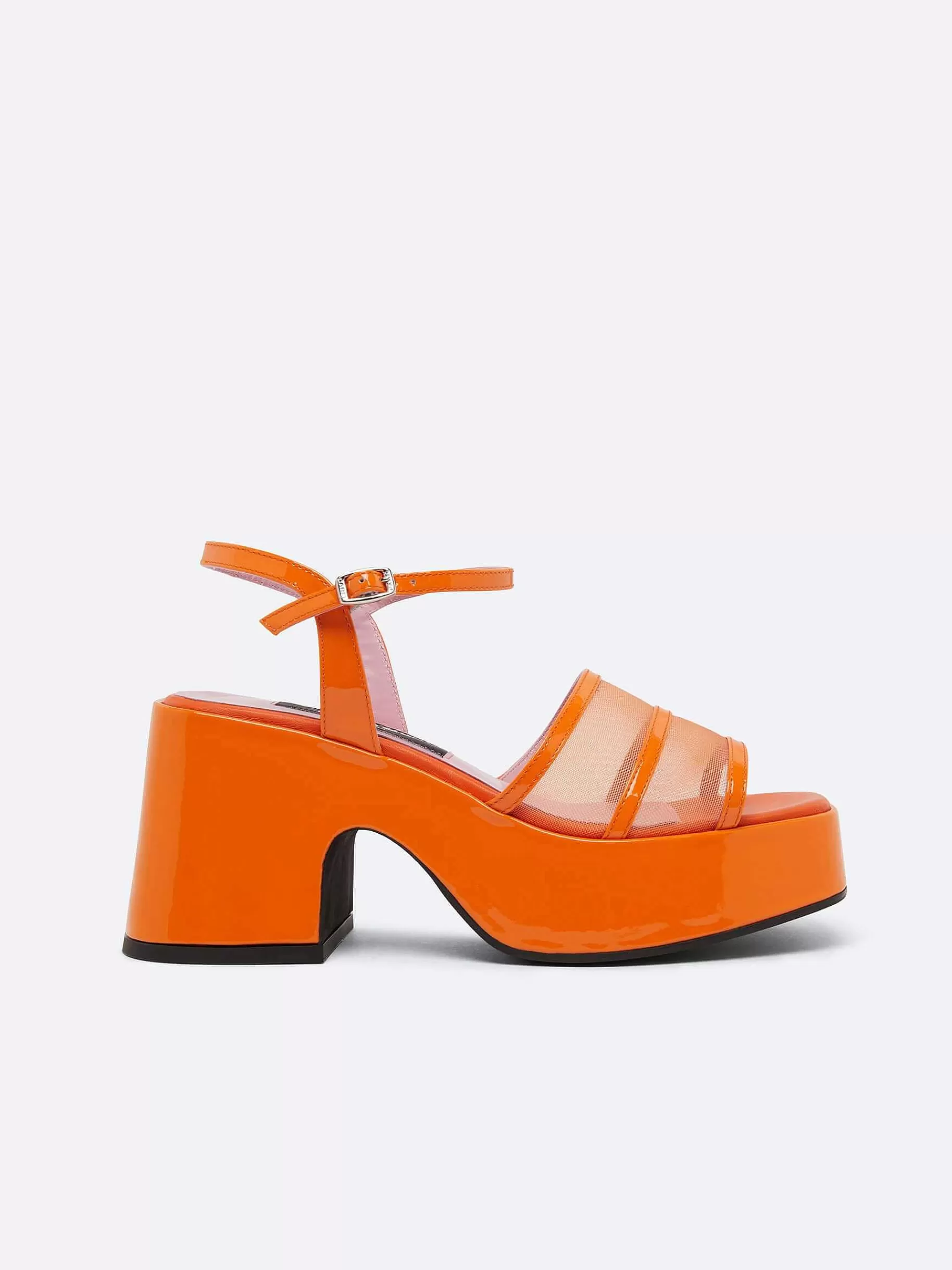 Vrouwen Carel Oranje Lakleer En Mesh Sandalen