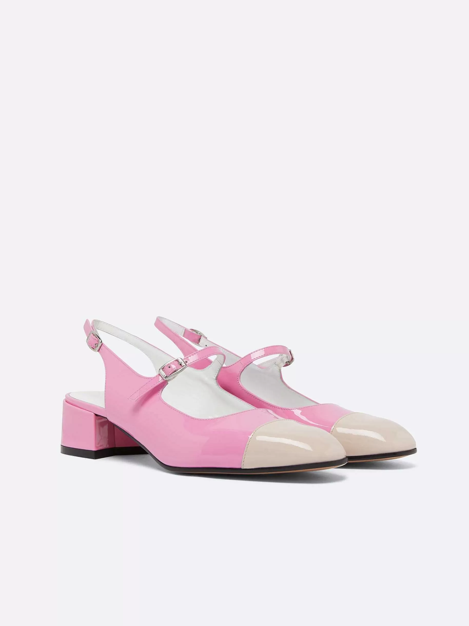 Vrouwen Carel Roze En Naakt Lak-Geupcycled Leer Slingback Mary Janes