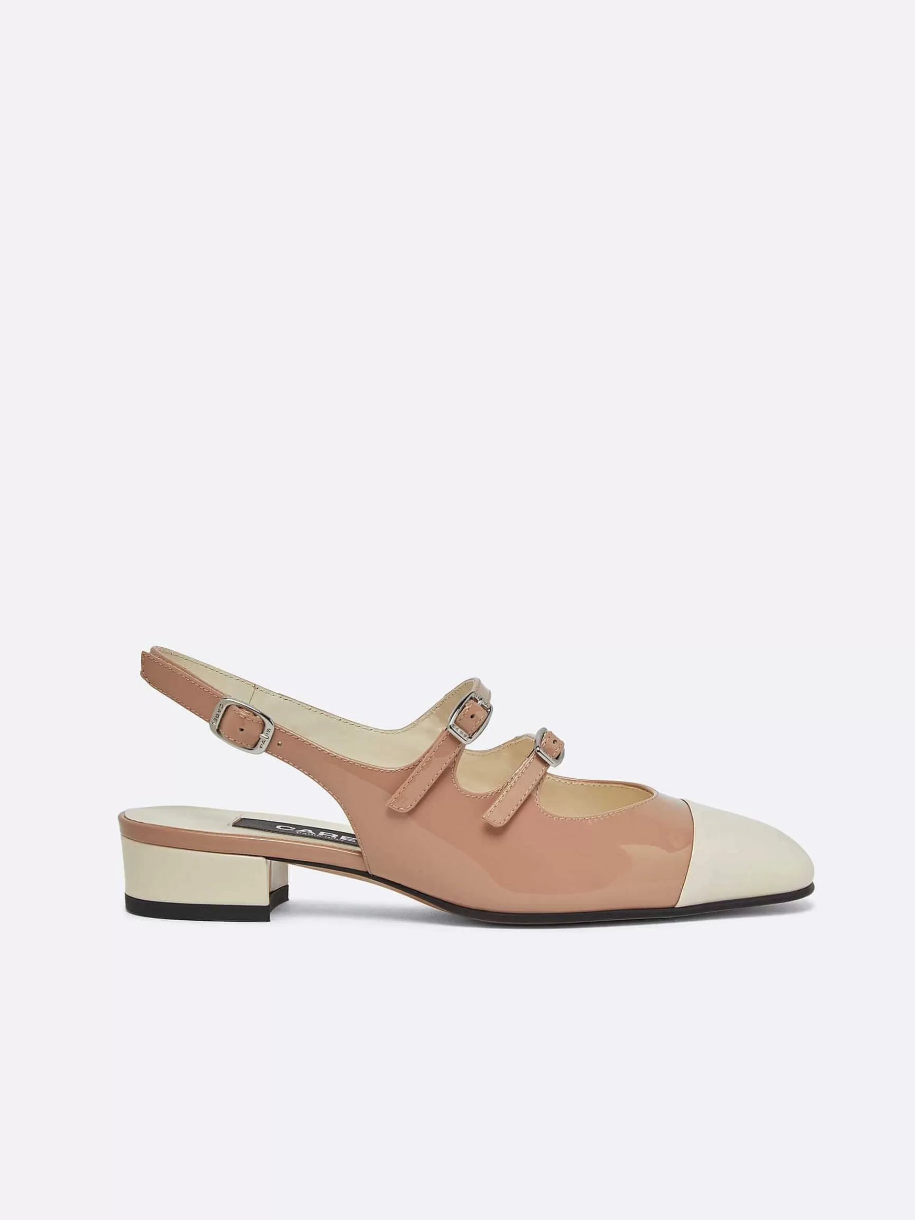 Vrouwen Carel Taupe En Ivoor Upcycled Lakleer Slingback Mary Janes