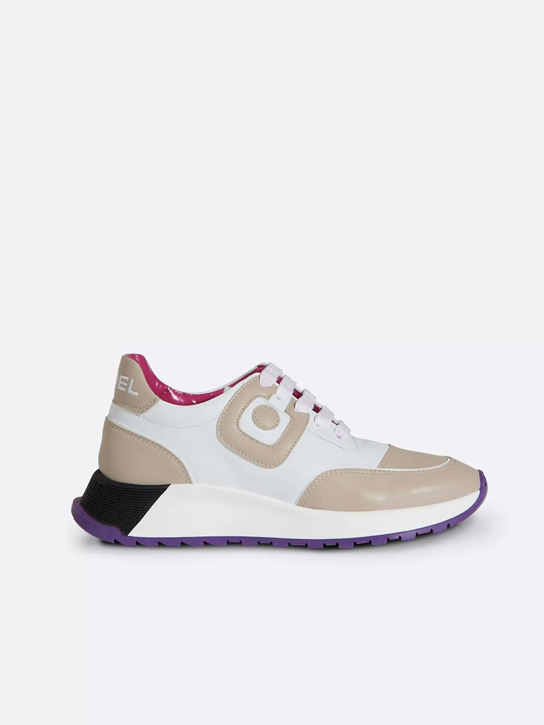 Vrouwen Carel Witte En Beige Sneakers Van Eco-Nappa