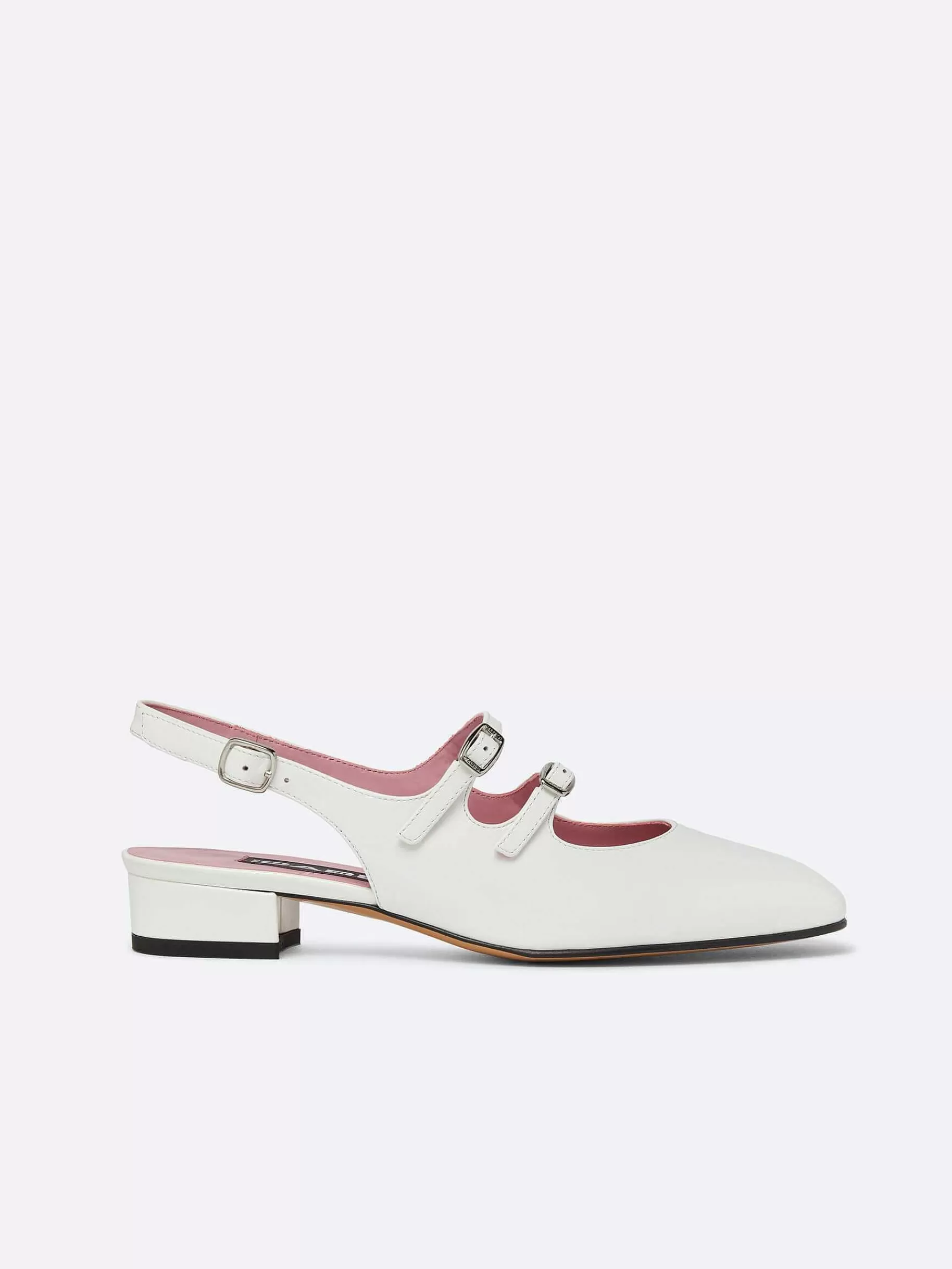 Vrouwen Carel Witte Lakleren Slingback Mary Janes