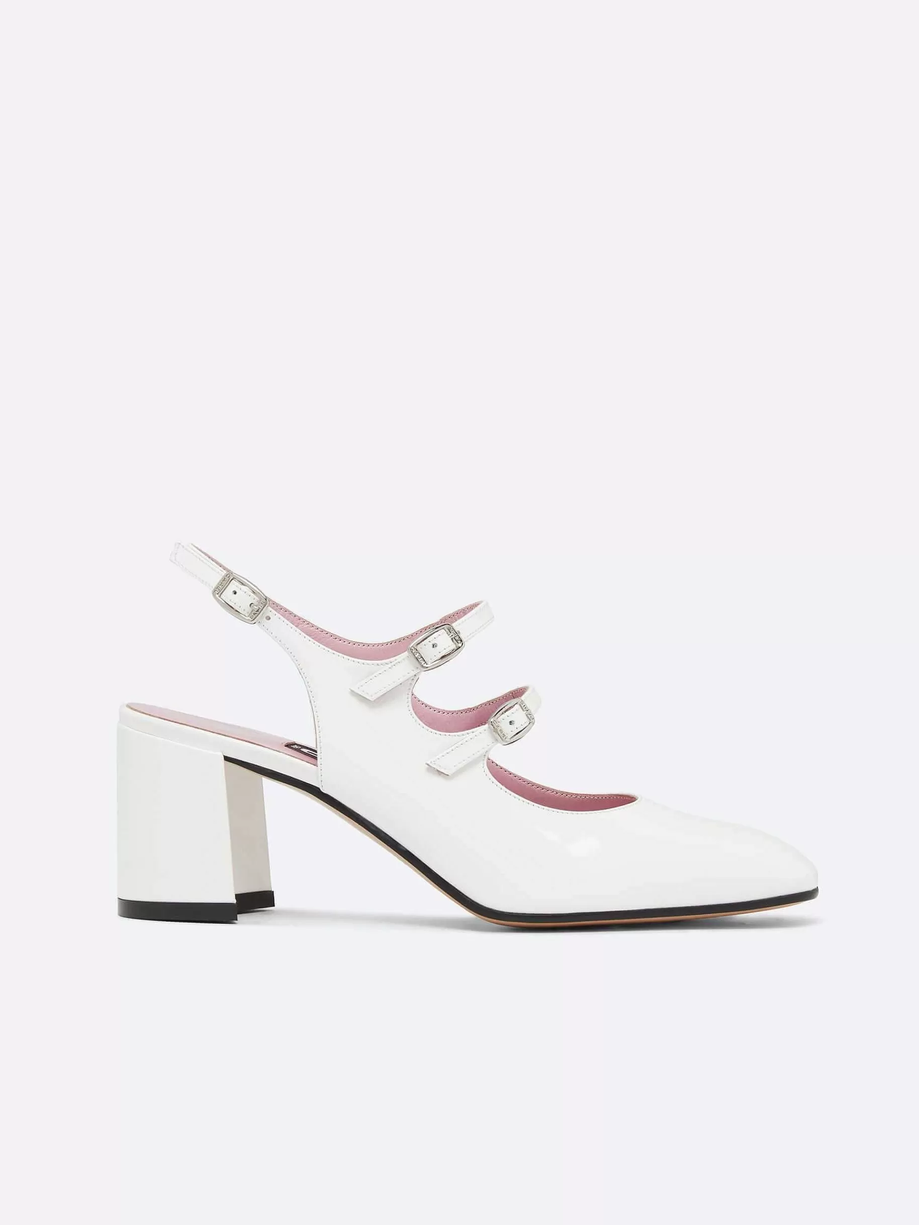 Vrouwen Carel Witte Lakleren Slingback Mary Janes