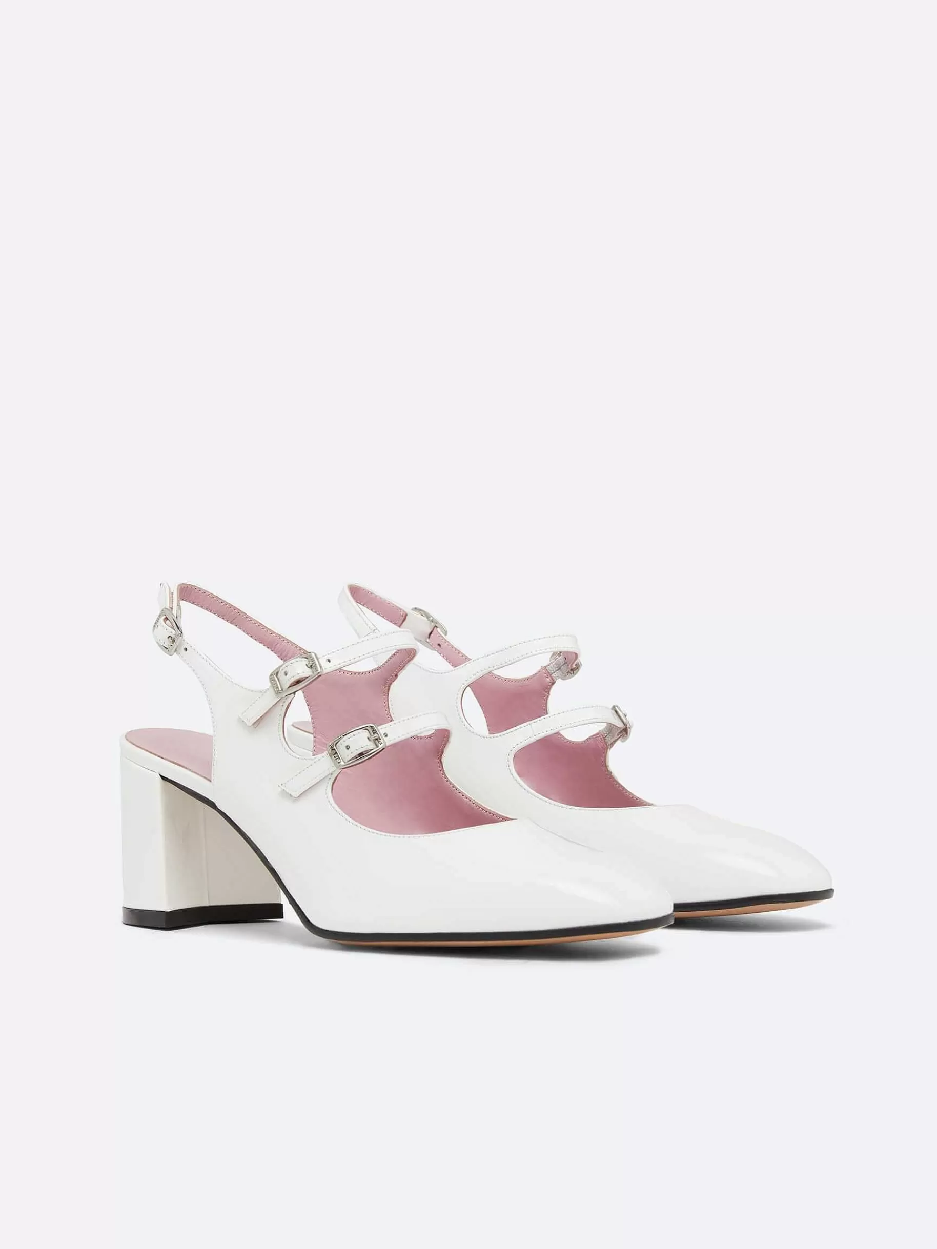 Vrouwen Carel Witte Lakleren Slingback Mary Janes