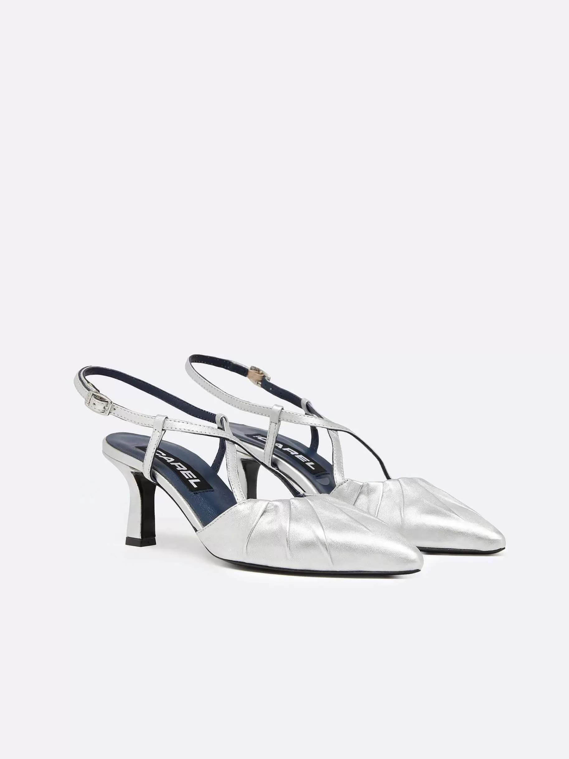 Vrouwen Carel Zilver Lederen Slingback Pumps