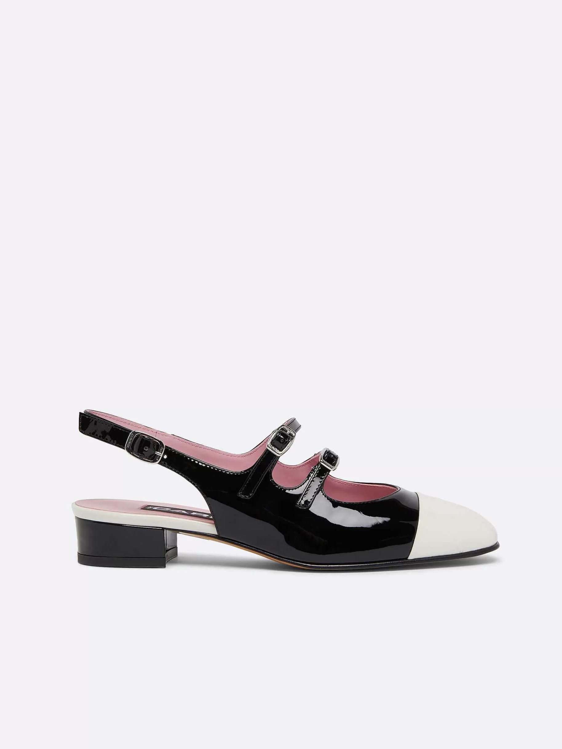 Vrouwen Carel Zwart En Ivoor Lakleer Slingback Mary Janes