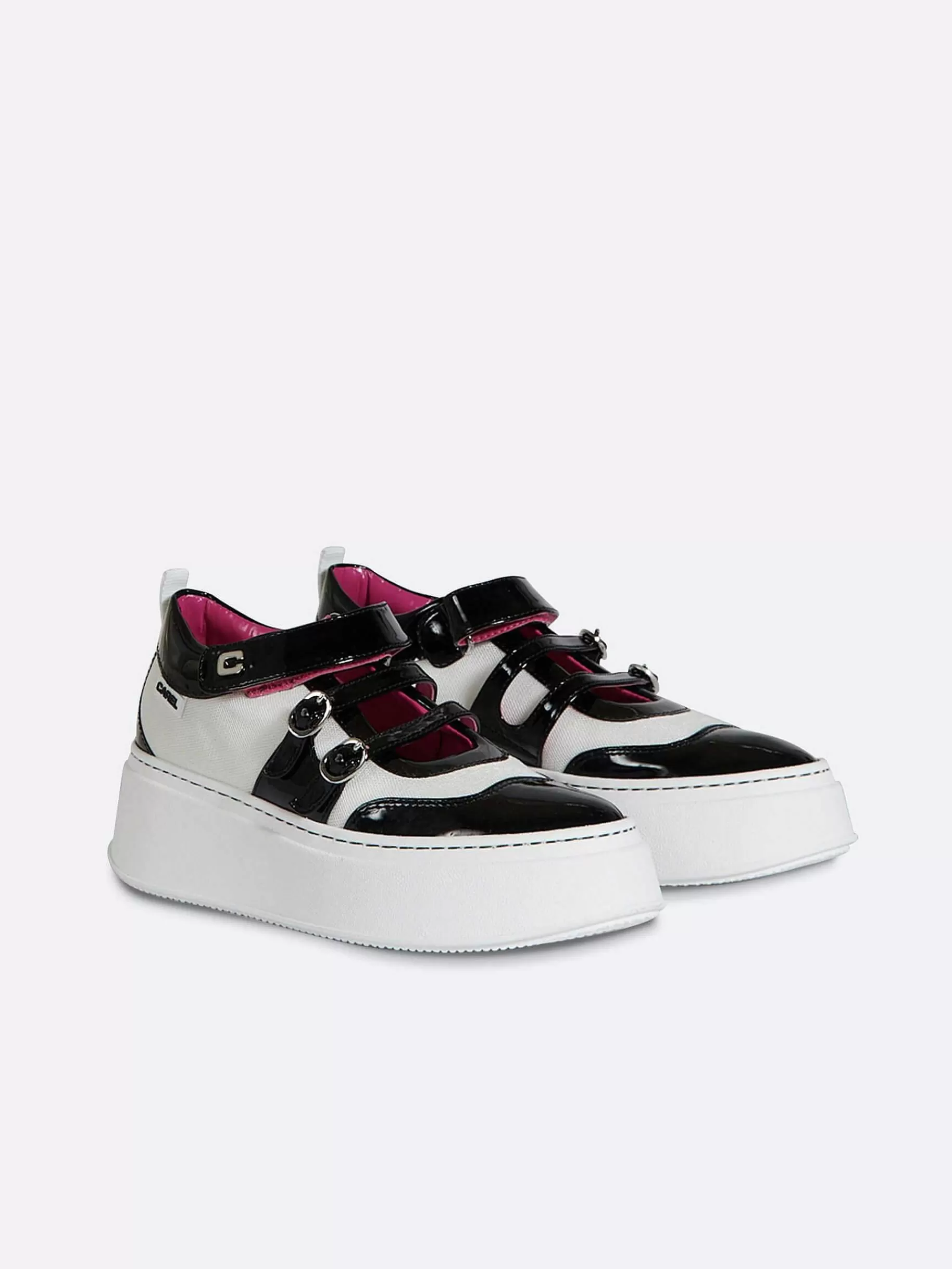 Vrouwen Carel Zwart En Ivoorkleurige Eco Patent-Sneakers