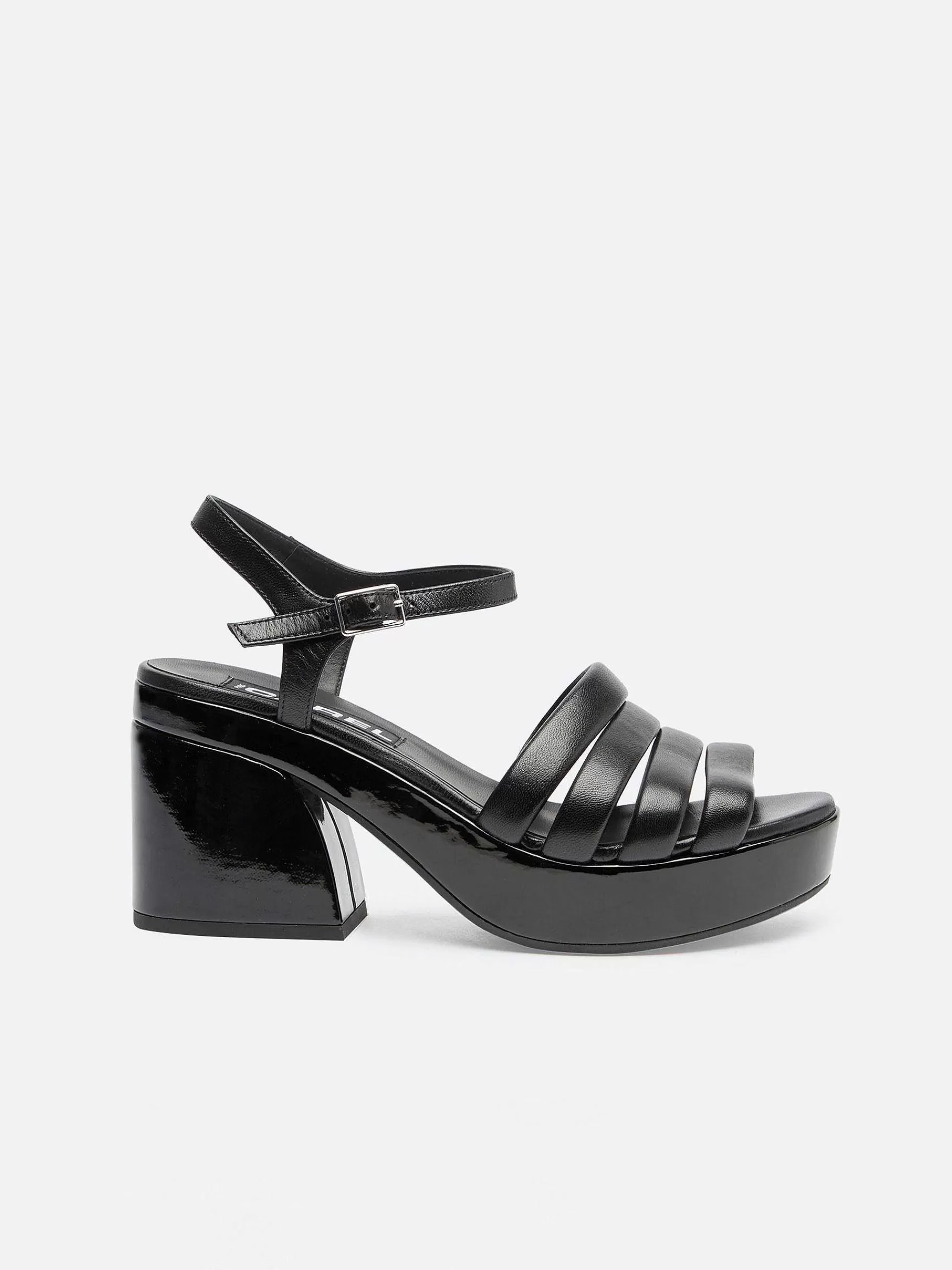 Vrouwen Carel Zwarte Lak- En Leren Sandalen