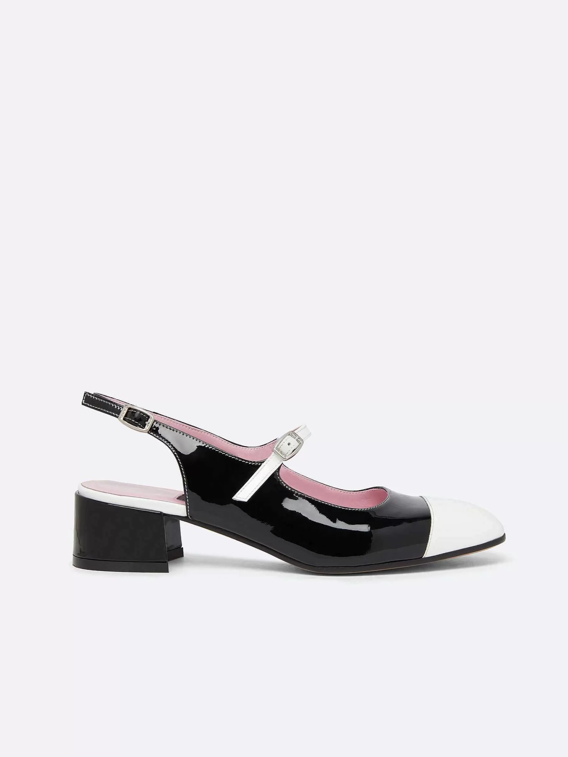 Vrouwen Carel Zwart-Wit Lakleer Slingback Mary Janes