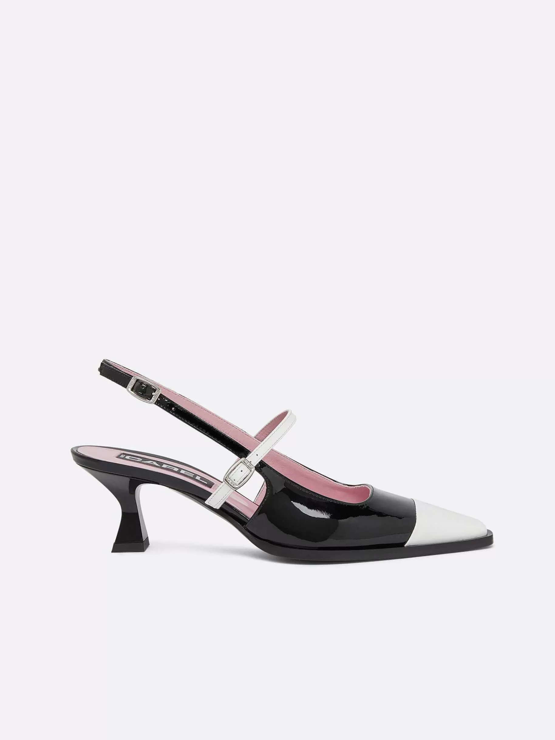 Vrouwen Carel Zwart-Wit Lakleren Slingback Pumps