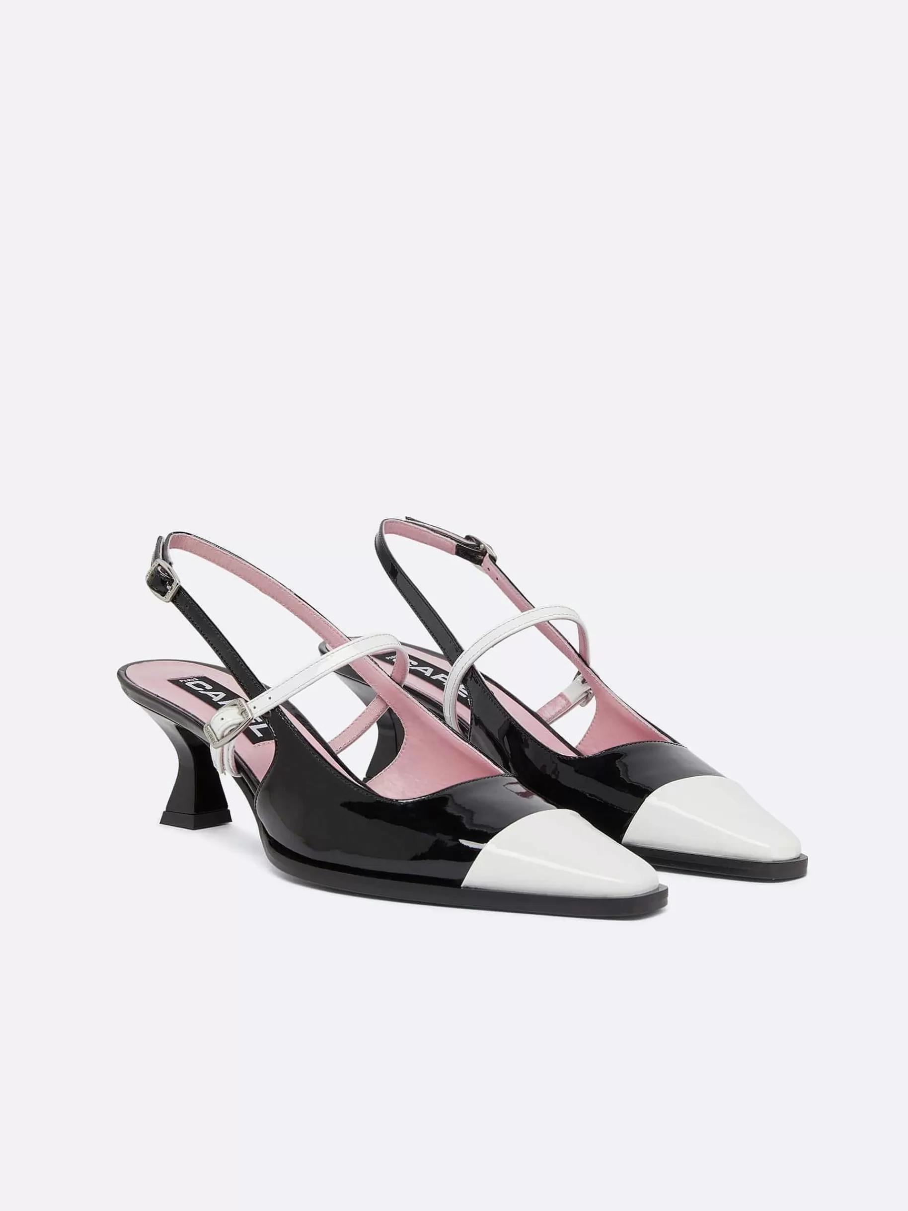 Vrouwen Carel Zwart-Wit Lakleren Slingback Pumps